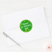 Sticker Rond Parties scintillant verte shamrock Bonne St Patric (Enveloppe)