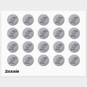 Sticker Rond Parties scintillant violet et argenté Fancy Script (Feuille)
