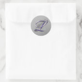 Sticker Rond Parties scintillant violet et argenté Fancy Script (Sac)