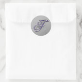 Sticker Rond Parties scintillant violet et argenté Fancy Script (Sac)