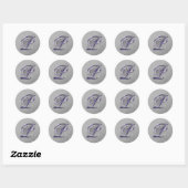 Sticker Rond Parties scintillant violet et argenté Fancy Script (Feuille)
