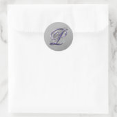 Sticker Rond Parties scintillant violet et argenté Fancy Script (Sac)