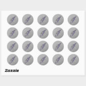 Sticker Rond Parties scintillant violet et argenté Fancy Script (Feuille)
