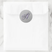 Sticker Rond Parties scintillant violet et argenté Fancy Script (Sac)