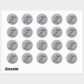 Sticker Rond Parties scintillant violet et argenté Fancy Script (Feuille)