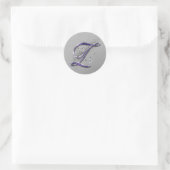Sticker Rond Parties scintillant violet et argenté Fancy Script (Sac)