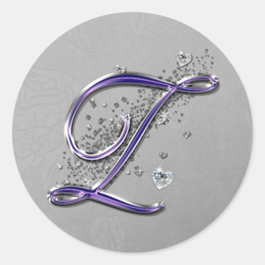 Sticker Rond Parties scintillant violet et argenté Fancy Script (Devant)