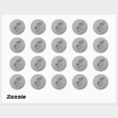 Sticker Rond Parties scintillant violet et argenté Fancy Script (Feuille)