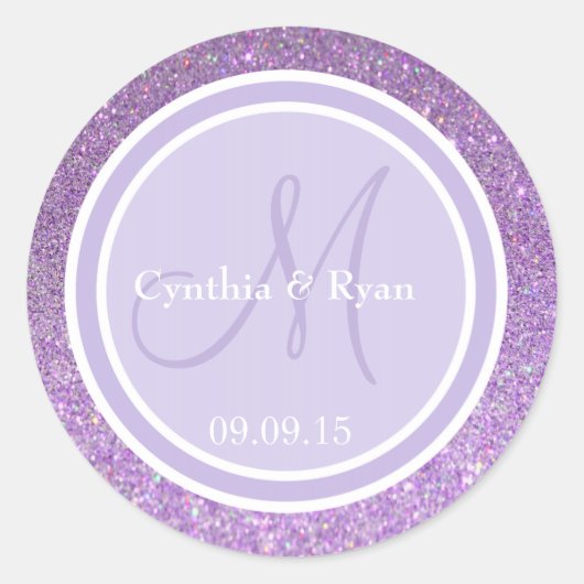 Sticker Rond Parties scintillant violet et Mariage de lavande (Devant)
