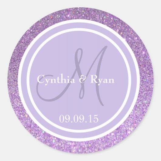 Sticker Rond Parties scintillant violet et Mariage de lavande (Devant)