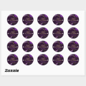 Sticker Rond Parties scintillant violet et or Agate Anniversair (Feuille)