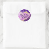 Sticker Rond Parties scintillant violet et or Agate Merci (Sac)
