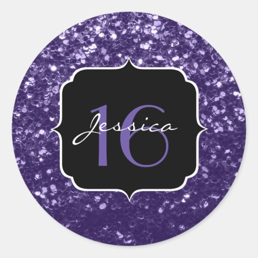 Sticker Rond Parties scintillant violet foncé ultra violet bril (Devant)