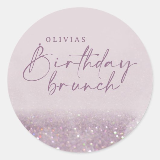 Sticker Rond Parties scintillant violet Lilac élégant brunch d' (Devant)