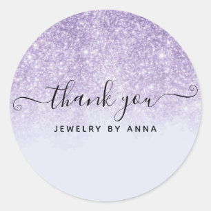 Sticker Rond Parties scintillant violet Merci
