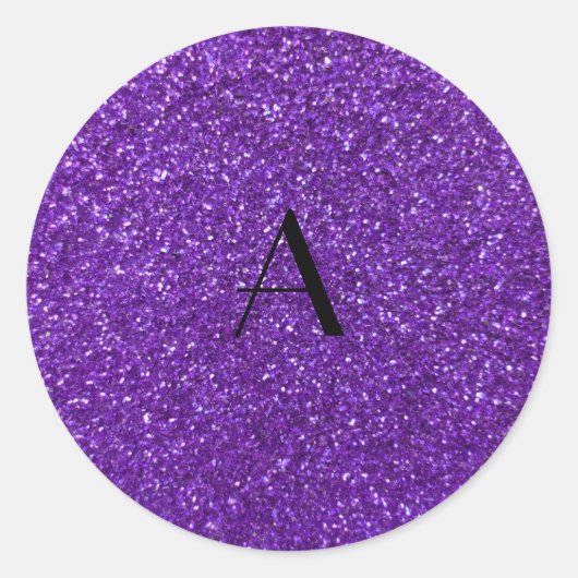 Sticker Rond Parties scintillant violet monogramme (Devant)