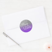 Sticker Rond Parties scintillant Violet Silver Ombre Enregistre (Enveloppe)