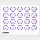 Sticker Rond Parties scintillant violet Sweet 16 Favor Sceller  (Feuille)