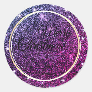 Sticker Rond Parties scintillant violet tendance Étoiles étince