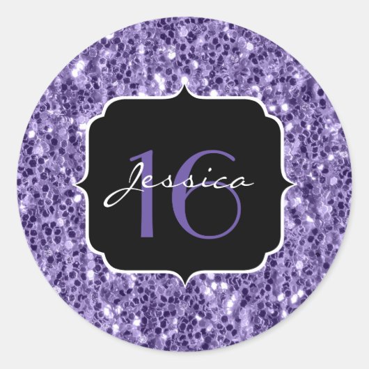 Sticker Rond Parties scintillant violet ultra violet étincelles (Devant)