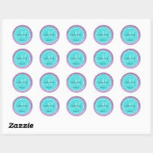 Sticker Rond Parties scintillant violette et Mariage Turquoise  (Feuille)