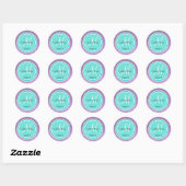 Sticker Rond Parties scintillant violette et Mariage Turquoise  (Feuille)