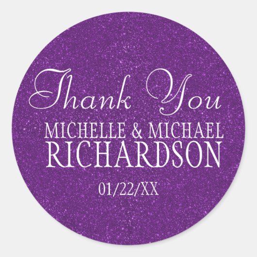 Sticker Rond Parties scintillant violette Faveur de mariage (Devant)