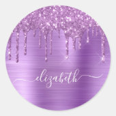 Sticker Rond Parties scintillant violette personnalisée (Devant)