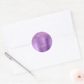Sticker Rond Parties scintillant violette personnalisée (Enveloppe)