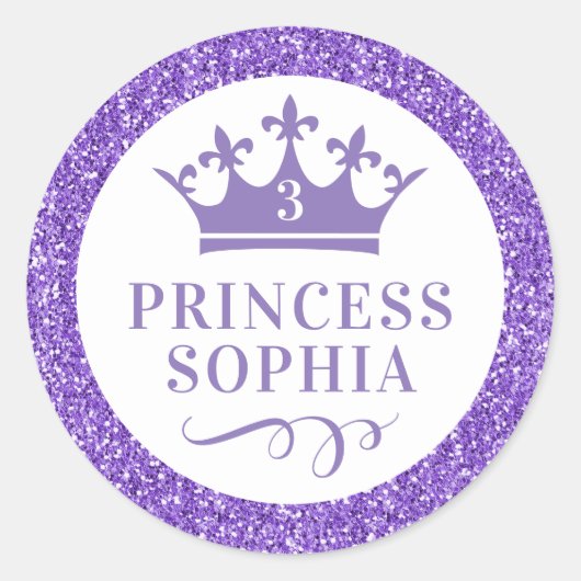 Sticker Rond Parties scintillant violette Royal Princess Favori (Devant)