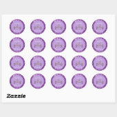 Sticker Rond Parties scintillant violette Tiara Couronne Elégan (Feuille)