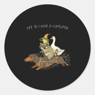 Sticker Rond Partir pour causer une pagaille drôle dachshund gr