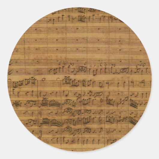 Sticker Rond Partition vintage de Johann Sebastian Bach (Devant)