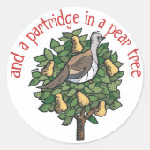 Sticker Rond Partridge dans un arbre à poires (Devant)
