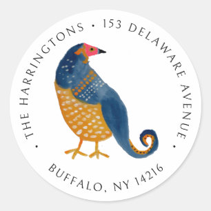 Sticker Rond Partridge Whimsical Bird Adresse de retour