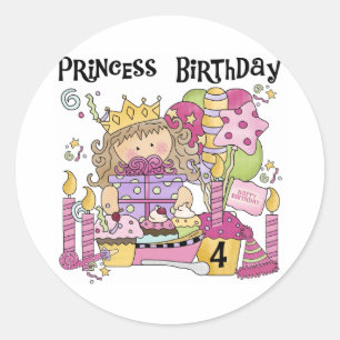 Sticker Rond Party Princess 4th Birthday Tshirts et cadeaux