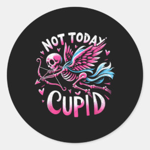 Sticker Rond Pas aujourd'hui Cupidé anti Valentine Saint Valent