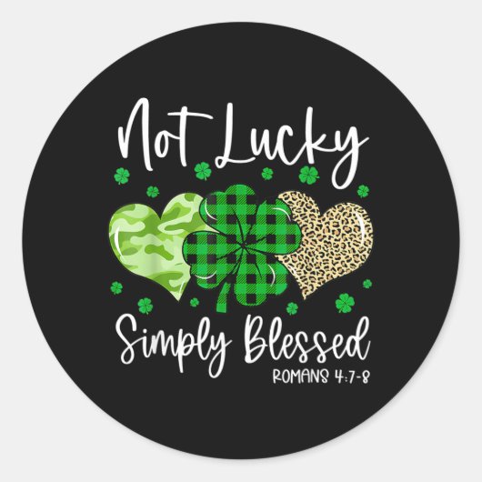Sticker Rond Pas chanceux simplement bénis Christian Shamrocks (Devant)