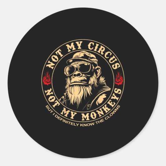 Sticker Rond Pas Cirque Pas Singes Gorille (Devant)