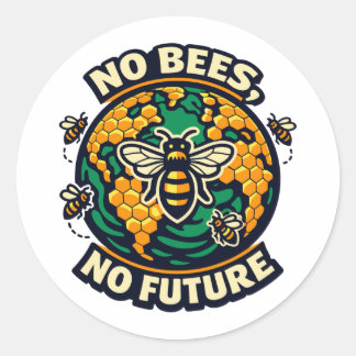 Sticker Rond Pas d'abeilles, pas d'avenir Conservation des abei