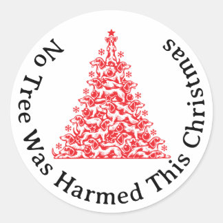 Sticker Rond Pas d'arbre n'a été endommagé pour Noël Dachshund