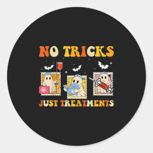 Sticker Rond Pas d'astuces juste S Funny Halloween Fantôme Alla