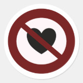 Sticker Rond Pas d'autocollant de coeur d'amour (Devant)
