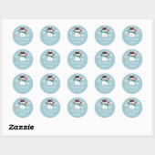 Sticker Rond Pas de beauté Noël Snowman Snowflakes Blue (Feuille)
