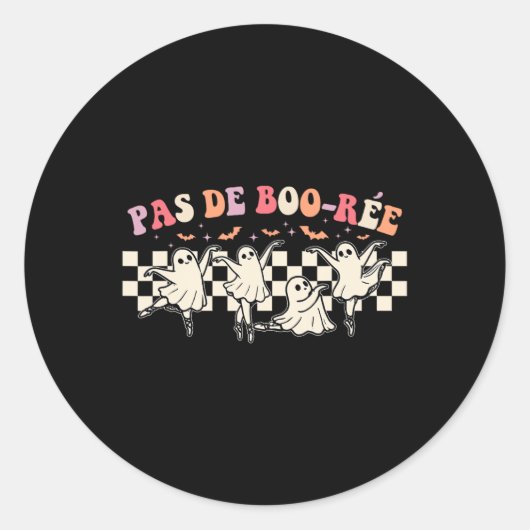 Sticker Rond Pas De Boo-rée Ghost Ballet Dancer Halloween Danci (Devant)