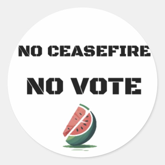STICKER ROND PAS DE CESSEZ-LE-FEU PAS VOTE WATERMELON PALESTINE (Devant)
