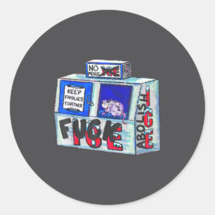 Sticker Rond Pas de chat de glace Abolir Ossum Chinga La Migra