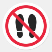 Sticker Rond Pas de chaussures permis rouge interdit autocollan (Devant)