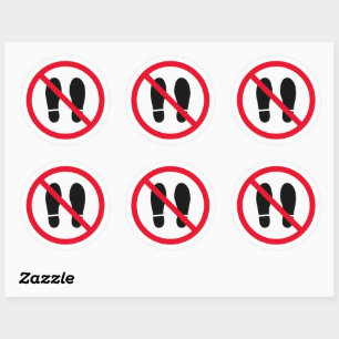 Sticker Rond Pas de chaussures permis rouge interdit autocollan