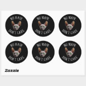 Sticker Rond Pas de cheveux s'en fiche Funny Sphynx Chat (Feuille)